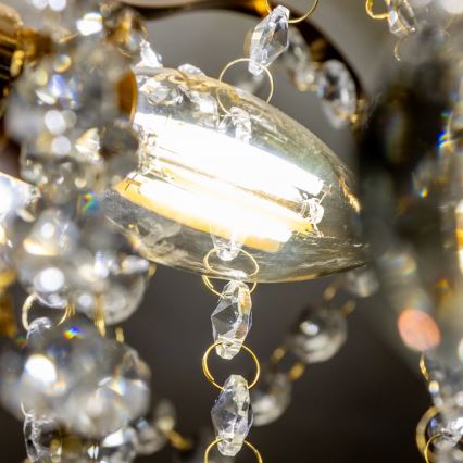 Brilagi - Пристельова люстра CRYSTAL 6xE14/60W/230V золотий