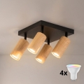 BRILAGI - регульований LED RGBW точковий світильник SELE SQUARE 4xGU10/6,5W/230V 2700-6500K чорний/декор дуба