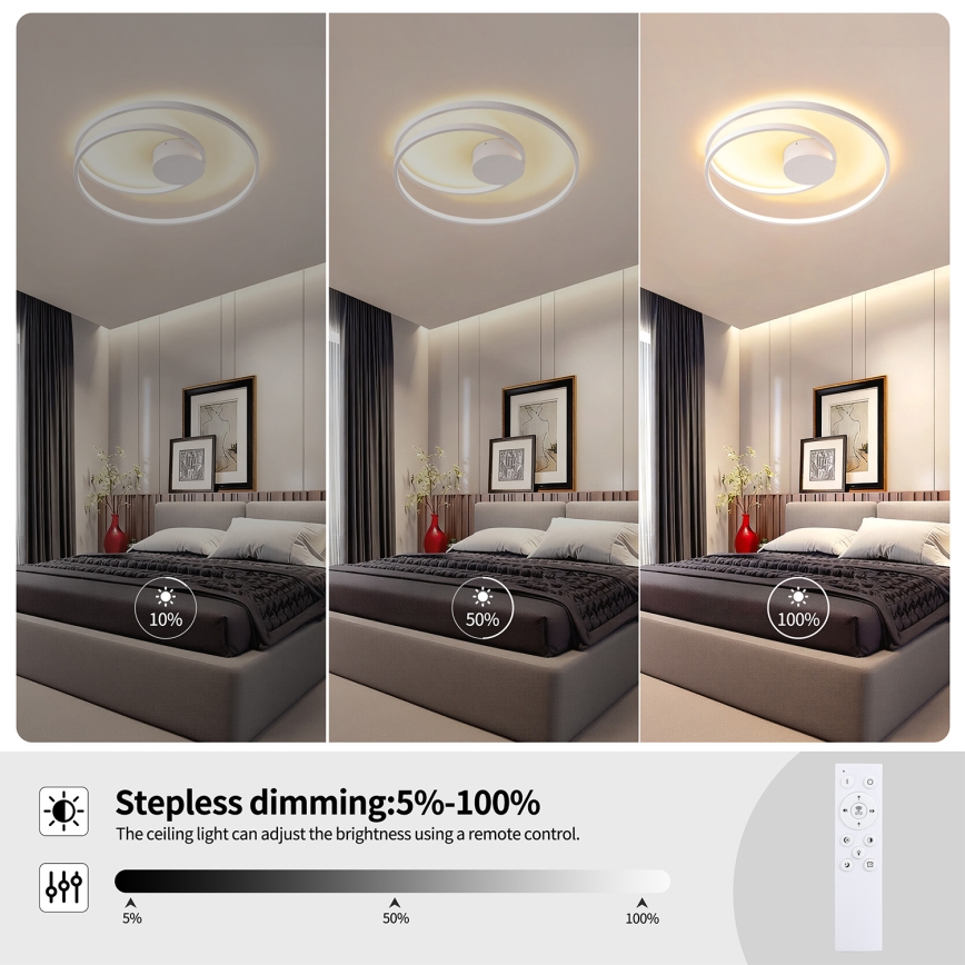 Brilagi - затемнюваний стельовий світильник TWISTER LED/48W/230V 3000-6000K Ø 50 см, білий + пульт дистанційного керування