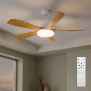Brilagi - регульований LED стельовий вентилятор LED/34W/230V 3000-6500K діам. 132 см білий/коричневий + пульт дистанційного керування