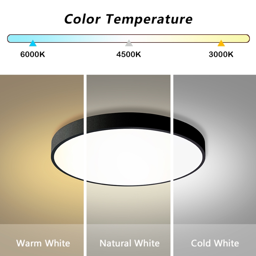 Brilagi - LED стельовий світильник з регулюванням яскравості POOL LED/60W/230V 3000-6000K діаметр 60 cm чорний + пульт дистанційного керування