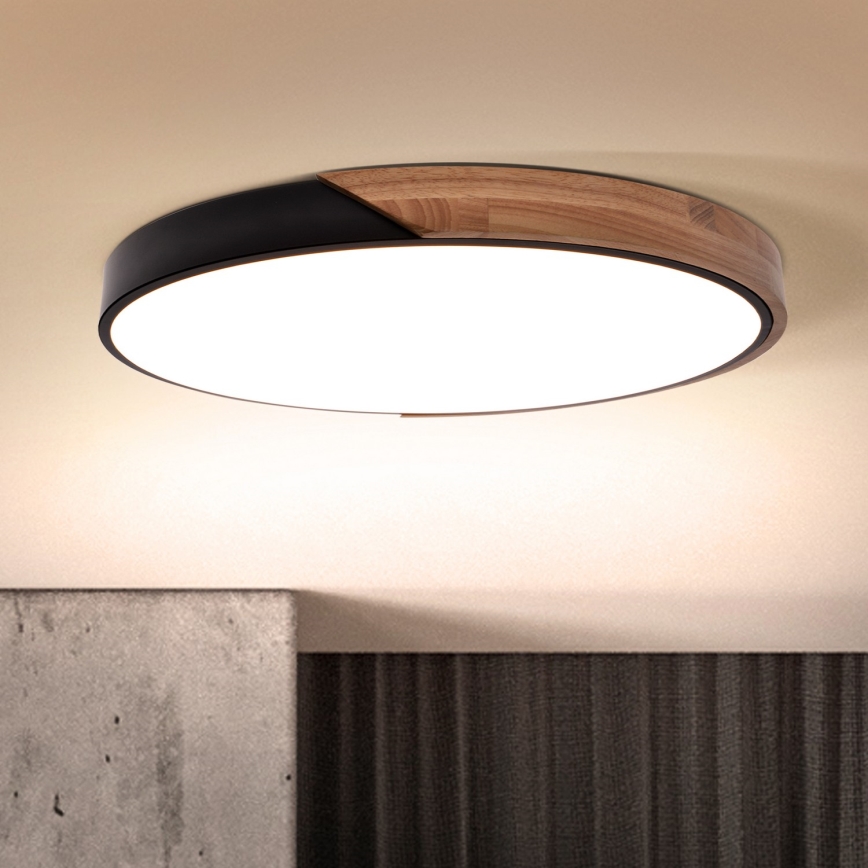 Brilagi - LED затемнюваний стельовий світильник PILANA LED/60W/230V 3000-6500K дуб/чорний діаметр 58,5 см + дистанційне керування