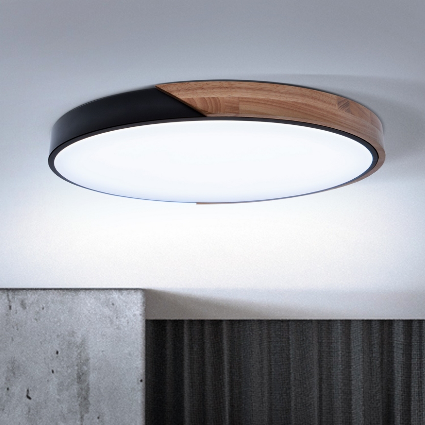 Brilagi - LED затемнюваний стельовий світильник PILANA LED/60W/230V 3000-6500K дуб/чорний діаметр 58,5 см + дистанційне керування