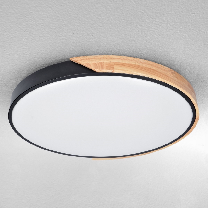 Brilagi - LED затемнюваний стельовий світильник PILANA LED/60W/230V 3000-6500K дуб/чорний діаметр 58,5 см + дистанційне керування