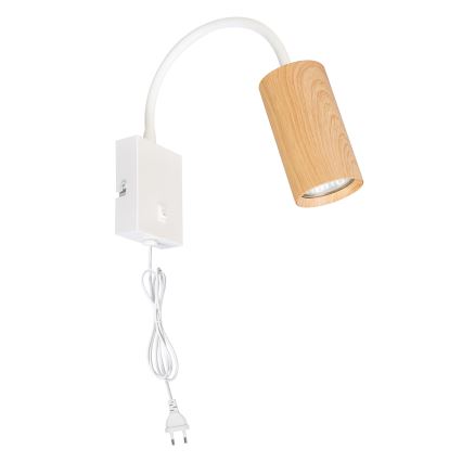 Brilagi - Гнучкий настінний світильник з вимикачем SELE 1xGU10/30W/230V білий/декор дуба