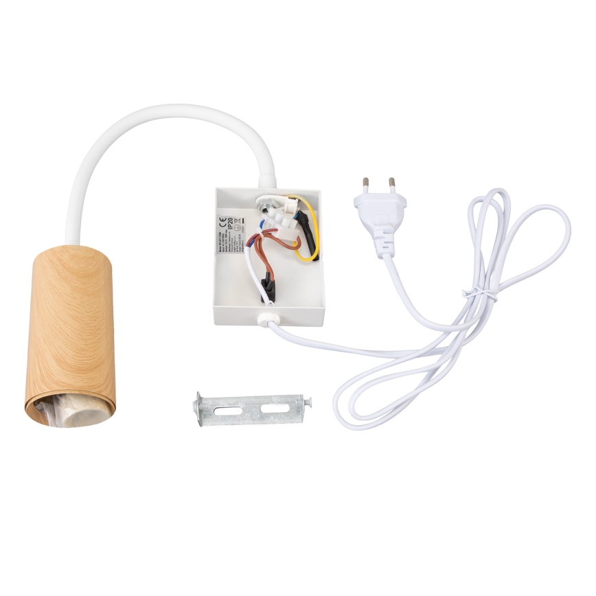 Brilagi - Гнучкий настінний світильник з вимикачем SELE 1xGU10/30W/230V білий/декор дуба
