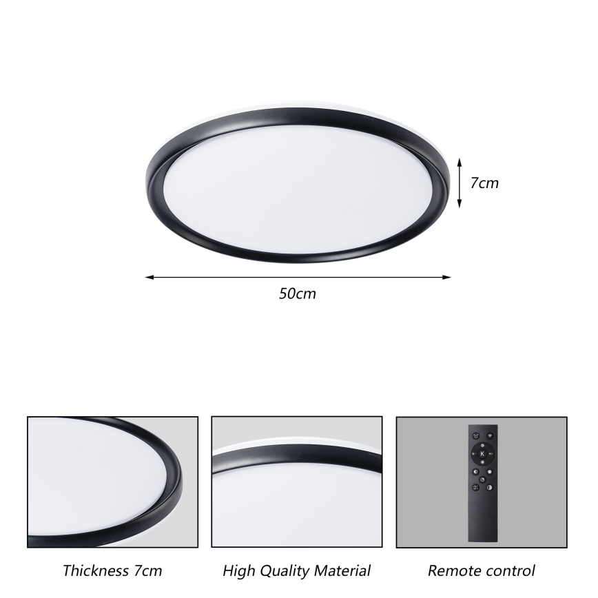 Brilagi - диммируемый светодиодный потолочный светильник RIVO LED/72W/230V 3000-6000K черный, диаметр 50 см + пульт дистанционного управления
