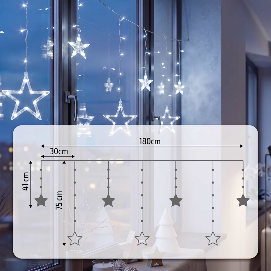 BRILAGI - Різдвяна LED гірлянда-штора 77xLED/3xAA/USB 1,8м холодний білий