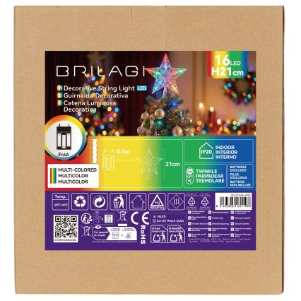 BRILAGI - светодиодная рождественская декоративная звезда, 21 см, питание 3xAA, многоцветная