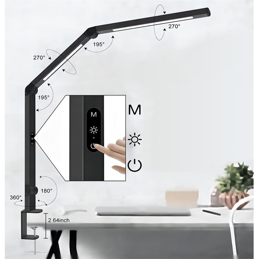 Brilagi - Сенсорна гнучка настільна LED лампа з регулюванням яскравості VARIO LED/12W/230V 3000/4000/5000/6500K CRI 92 чорний