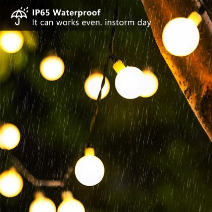 Brilagi - LED солнечная декоративная гирлянда BUBBLE 200xLED/8 режимов 20m IP65 тёплый белый 800 mAh