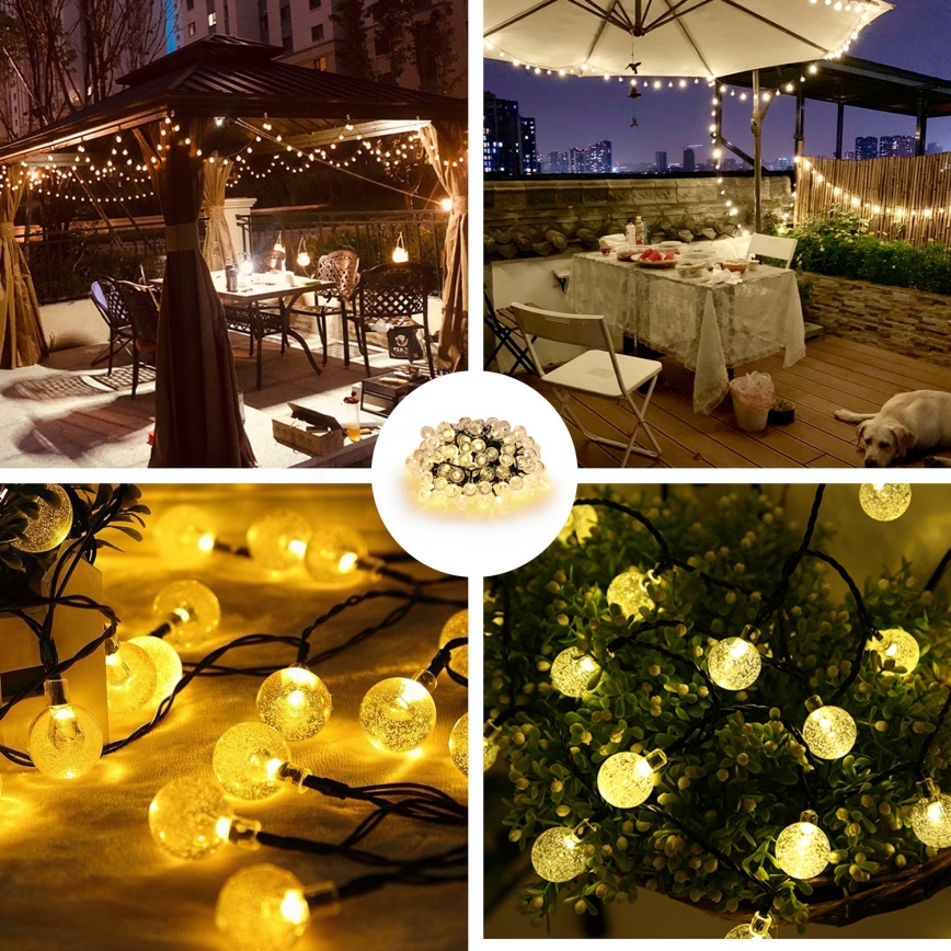 BRILAGI - солнечная LED-декоративная гирлянда BUBBLE, 300 LED, 8 режимов, 30 м, IP65, тёплый белый, аккумулятор 500 mAh