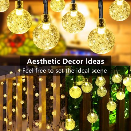 Брілагі - ЛЕД сонячна декоративна гірлянда Баббл, 300 світлодіодів / 8 режимів, 30 м, IP65, тепле біле світло, 500 мА·год