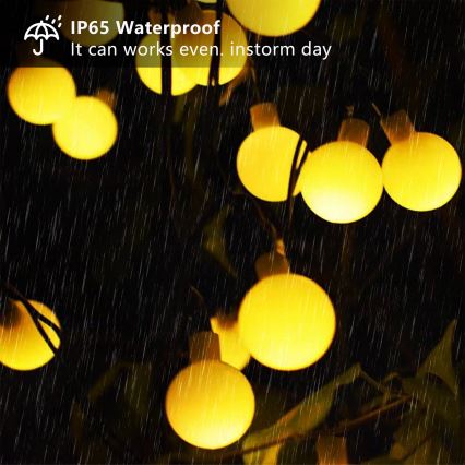 Brilagi - сонячна LED декоративна гірлянда BUBBLE, 50 світлодіодів/8 режимів, 7 м, IP65, тепле біле світло, 600 mAh