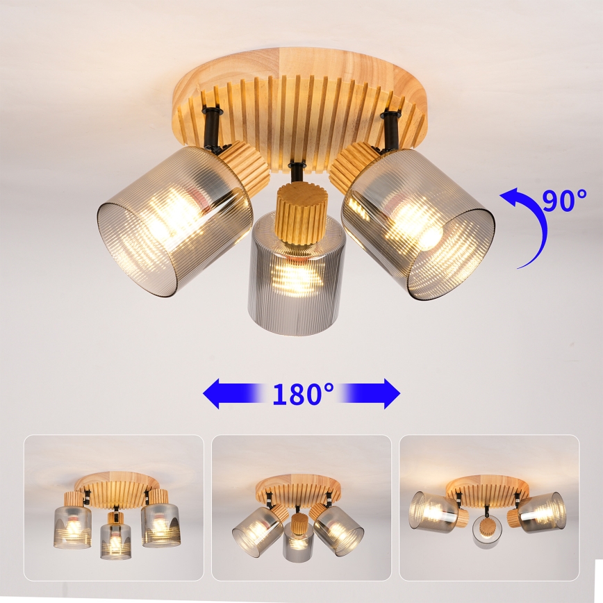 Brilagi - Спот HYGGE 3xE14/15W/230V каучуковое дерево/дымчатый