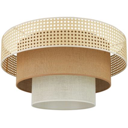 Brilagi - Стельовий світильник CEDAR LUNETA 1xE27/15W/230V діам. 45 см ротанг/коричневий/кремовий