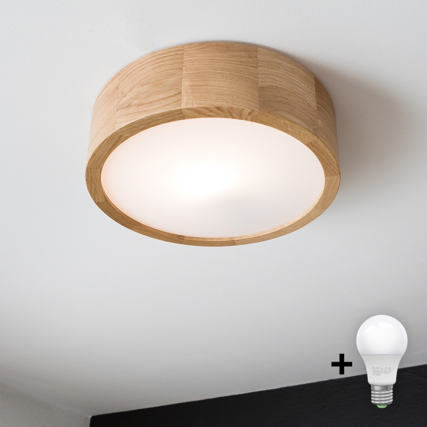 Brilagi - Стельовий LED світильник CARVALHO 1xE27/60W/230V дуб діаметр 27,5 см