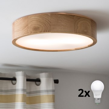 Brilagi - Стельовий LED світильник CARVALHO 2xE27/60W/230V дуб діаметр 37,5 см
