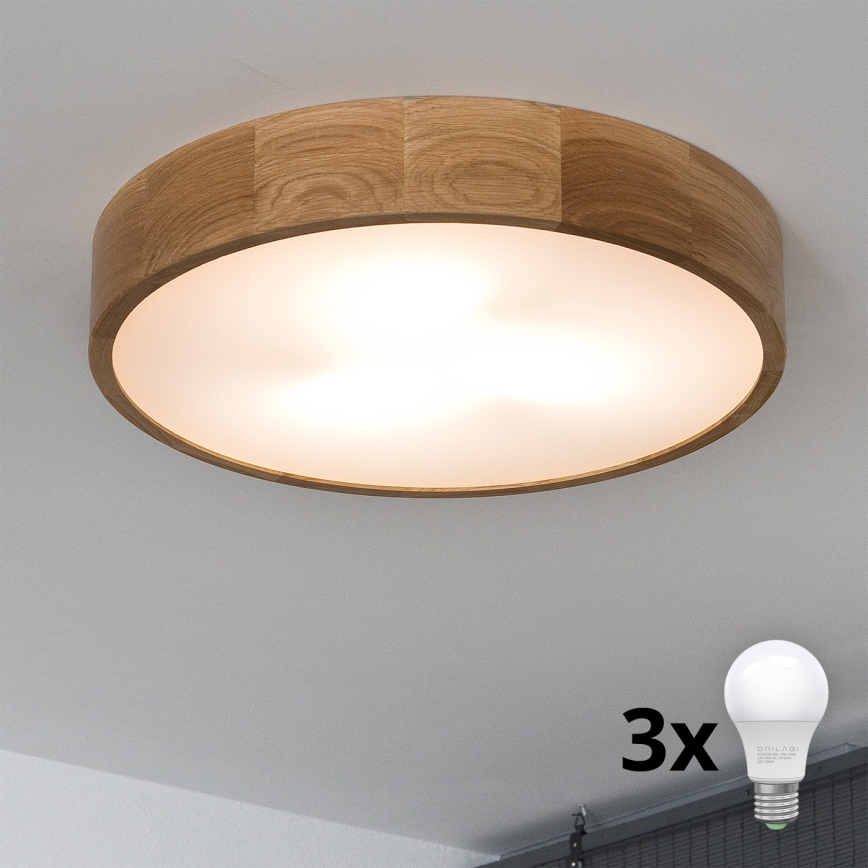 Brilagi - Стельовий LED світильник CARVALHO 3xE27/60W/230V дуб діаметр 47,5 см