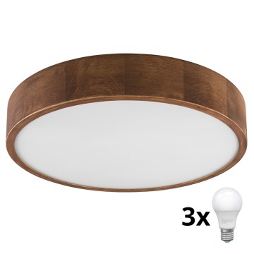 Brilagi - Стельовий LED світильник CARVALHO 3xE27/60W/230V дуб вишня діаметр 47 см