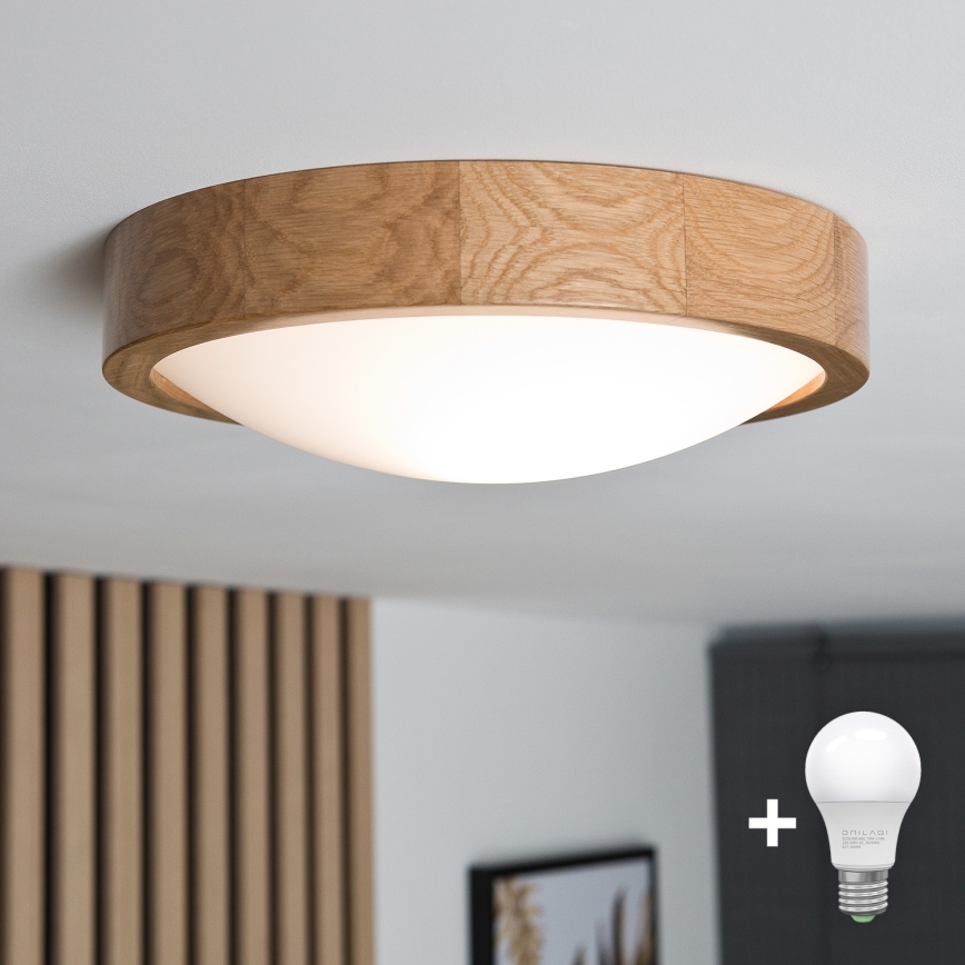 Brilagi - Стельовий LED світильник CARVALHO SLIM 1xE27/60W/230V дуб діаметр 27 см