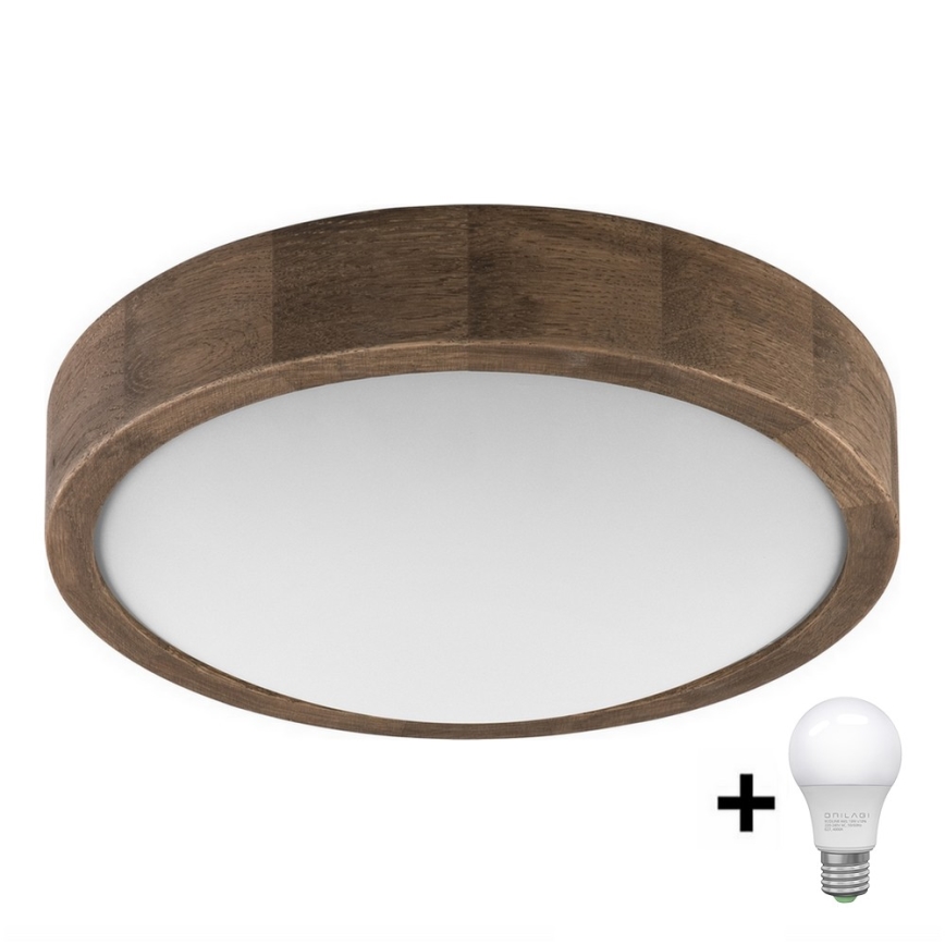 Brilagi - Стельовий LED світильник CARVALHO SLIM 1xE27/60W/230V дуб діаметр 27 см