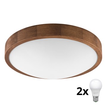 Brilagi - Стельовий LED світильник CARVALHO SLIM 2xE27/60W/230V дуб вишня діаметр 37 см