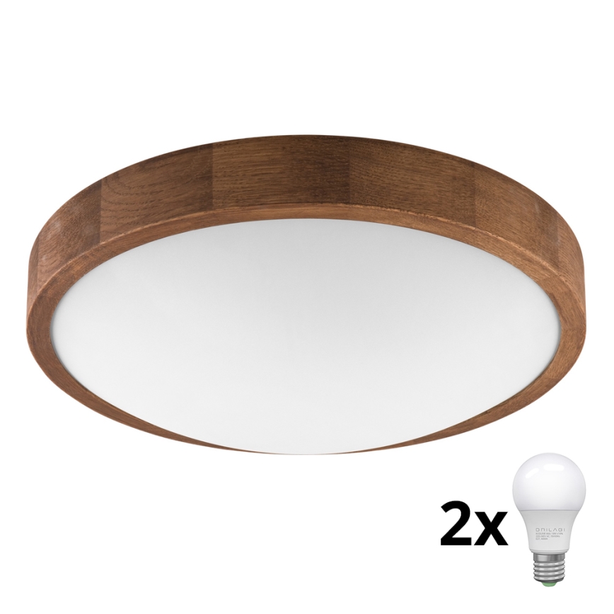 Brilagi - Стельовий LED світильник CARVALHO SLIM 2xE27/60W/230V дуб вишня діаметр 37 см
