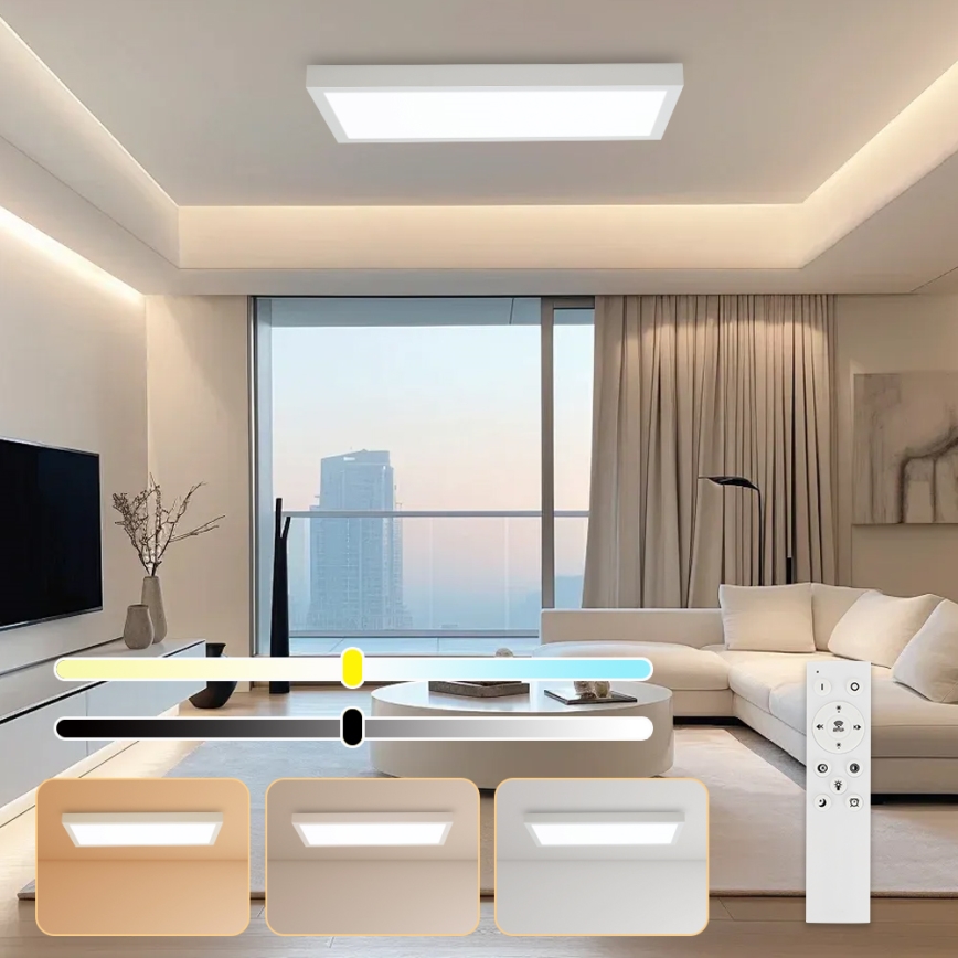 Brilagi - Стельовий LED світильник для ванної з регулюванням яскравості FRAME SMART LED/30W/230V 30x60 cm 3000-6000K IP44 білий + пульт дистанційного керування