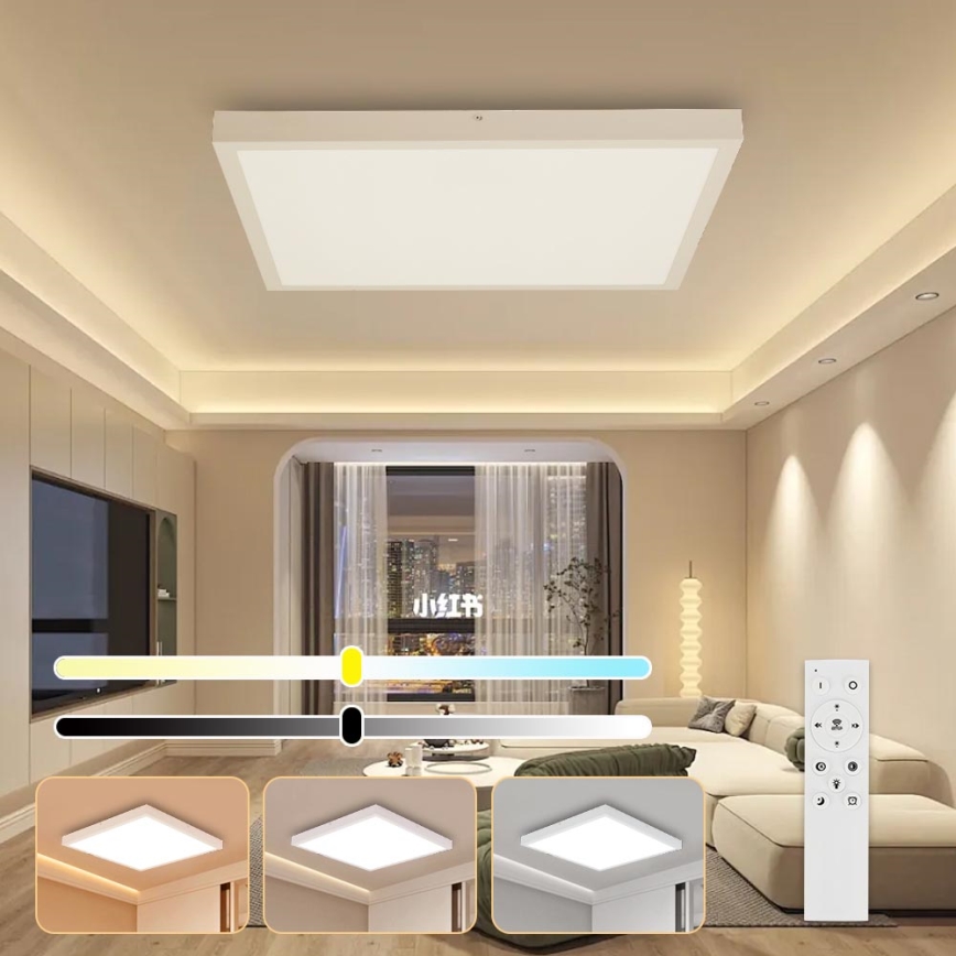 Brilagi - Стельовий LED світильник для ванної з регулюванням яскравості FRAME SMART LED/50W/230V 60x60 см 3000-6000K IP44 білий + пульт дистанційного керування