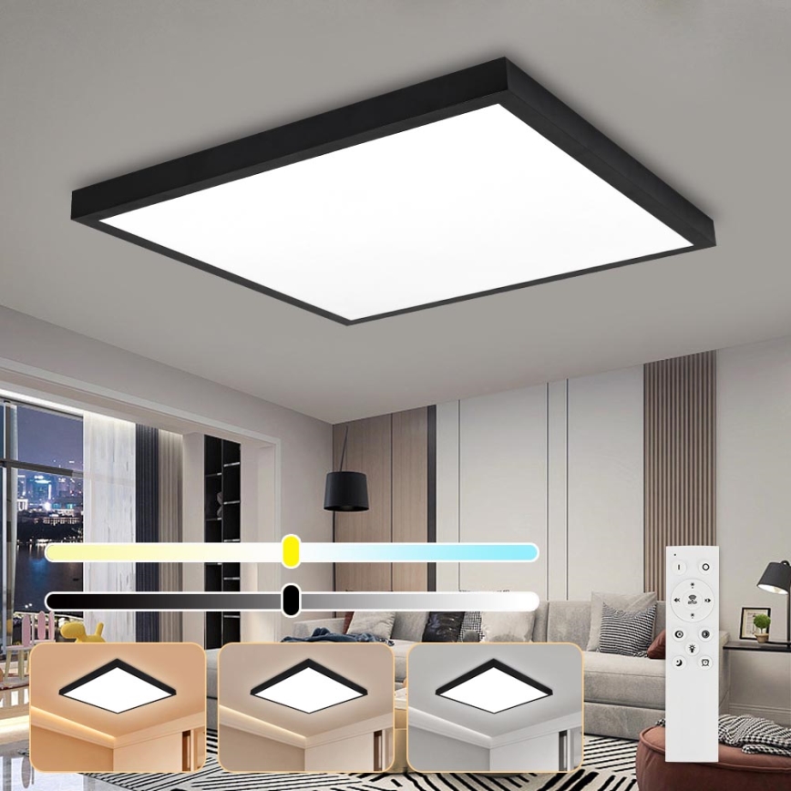 Brilagi - Стельовий LED світильник для ванної з регулюванням яскравості FRAME SMART LED/50W/230V 60x60 см 3000-6000K IP44 чорний + пульт дистанційного керування