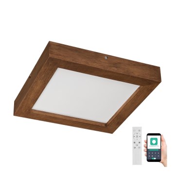 Brilagi - Стельовий LED світильник для ванної з регулюванням яскравості WOODY FRAME LED/24W/230V дуб вишня 30x30 см 3000-6000K IP44 + пульт дистанційного керування