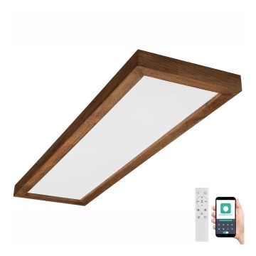 Brilagi - Стельовий LED світильник для ванної з регулюванням яскравості WOODY FRAME LED/50W/230V дуб вишня 120x30 см 3000-6000K IP44 + пульт дистанційного керування
