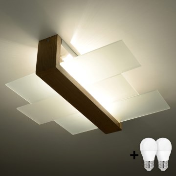 Brilagi -  Стельовий LED світильник HERA 2xE27/7,5W/230V дерево