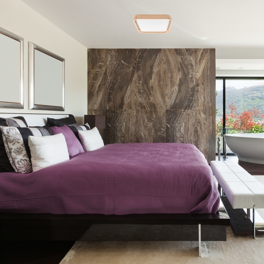 Brilagi - Світлодіодний стельовий світильник з регулюванням яскравості MANAROLA CUBIC LED/24W/230V 3000-6500K сосна + пульт дистанційного керування
