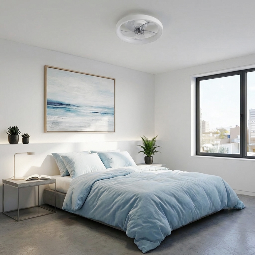 Brilagi - LED стельовий вентилятор з регульованою яскравістю LED/34W/230V діаметр 50 см білий + пульт дистанційного керування