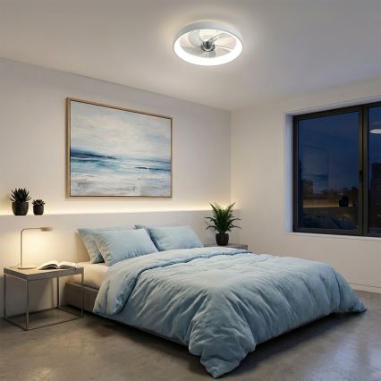 Brilagi - LED стельовий вентилятор з регульованою яскравістю LED/34W/230V діаметр 50 см білий + пульт дистанційного керування