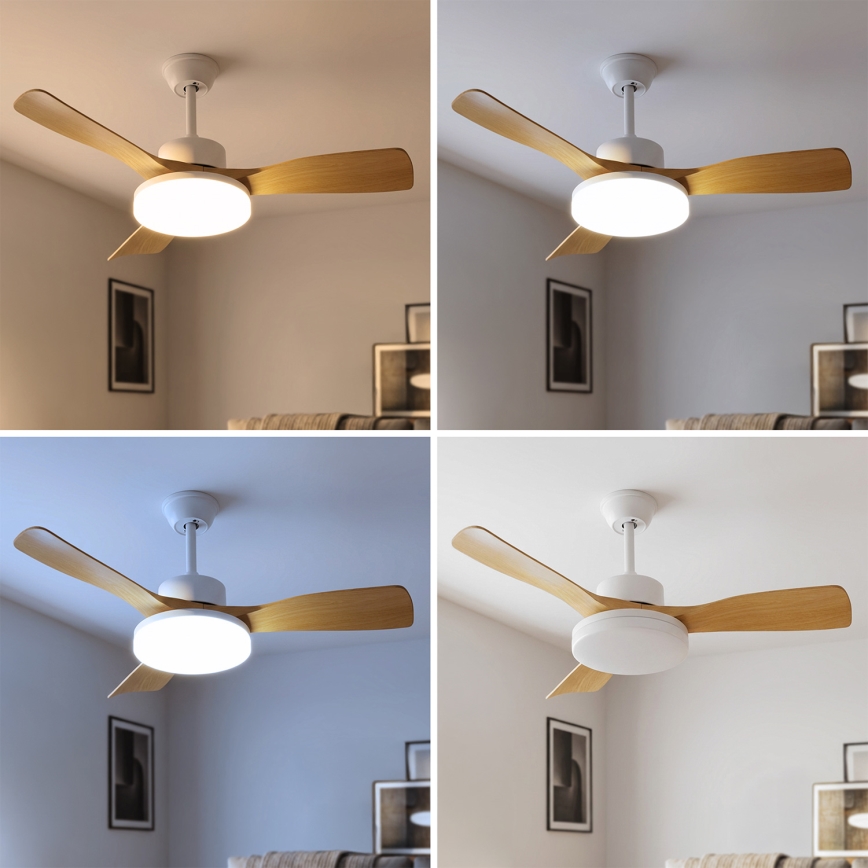 Brilagi - LED стельовий вентилятор з регулюванням яскравості LED/34W/230V 3000-6500K діаметр 106 см білий/коричневий + пульт дистанційного керування