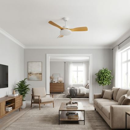 Brilagi - LED стельовий вентилятор з регулюванням яскравості LED/34W/230V 3000-6500K діаметр 106 см білий/коричневий + пульт дистанційного керування