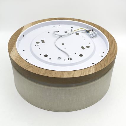 Brilagi - Стельовий світильник BELLADONNA 2xE27/15W/230V діаметр 40 см кремовий/дуб