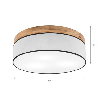 Brilagi - Стельовий світильник BELLADONNA 3xE27/15W/230V діаметр 50 см білий/дуб