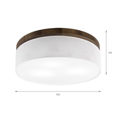 Brilagi - Стельовий світильник BELLADONNA 3xE27/15W/230V діаметр 50 см білий/дуб