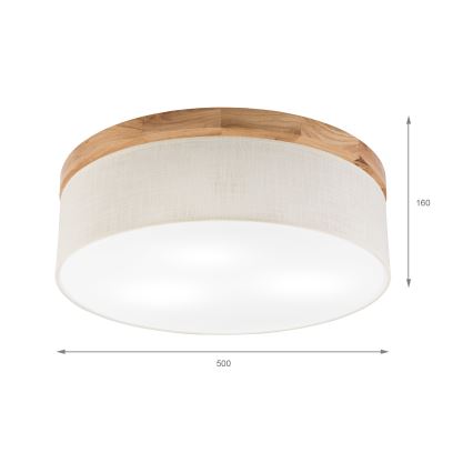 Brilagi - Стельовий світильник BELLADONNA 3xE27/15W/230V діаметр 50 см кремовий/дуб