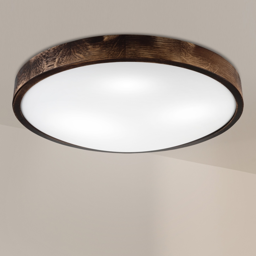 Brilagi - стельовий світильник CARVALHO SLIM SMOKEY 3xE27/60W/230V дуб, діаметр 47,5 см