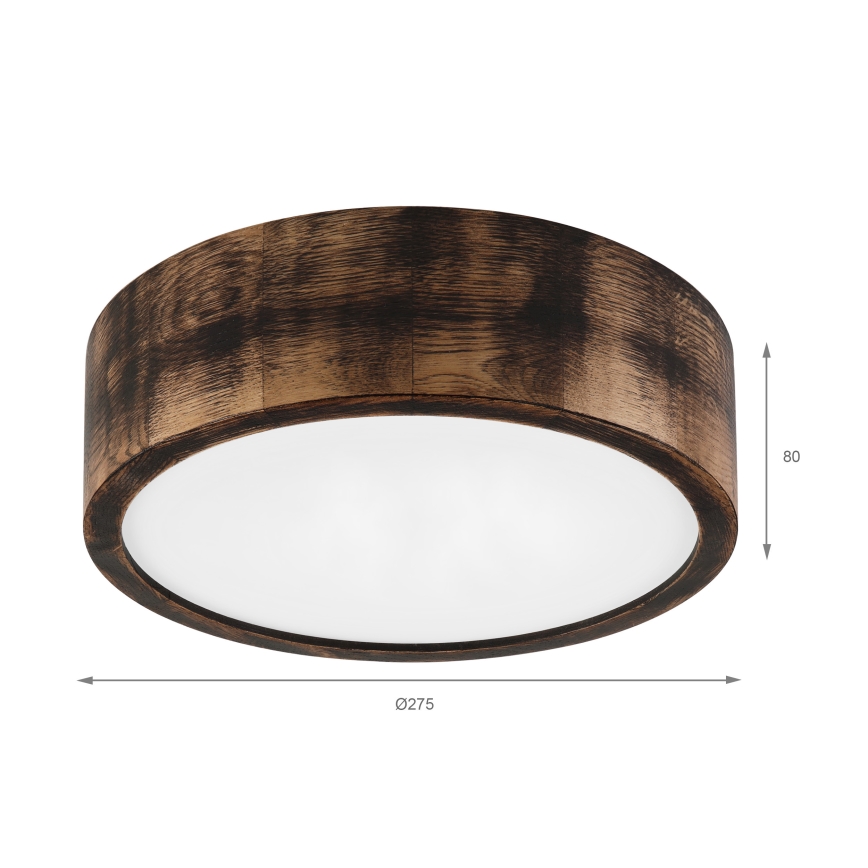 Брілагі - Стельовий світильник CARVALHO SMOKEY 1xE27/60 Вт/230 В, дуб, діаметр 27,5 см