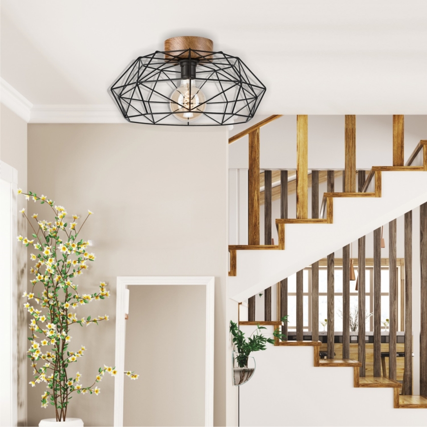 Brilagi - Стельовий світильник WOODY BASKET 1xE27/60W/230V діаметр 40 см дуб