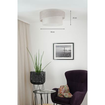 Brilagi - Стельовий світильник DOVER SHINE 1xE27/15W/230V діаметр 50 см сірий/кремовий