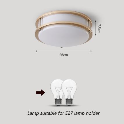 Brilagi - стельовий світильник ELARO 2xE27/40W/230V, діаметр 26 см, золотистий