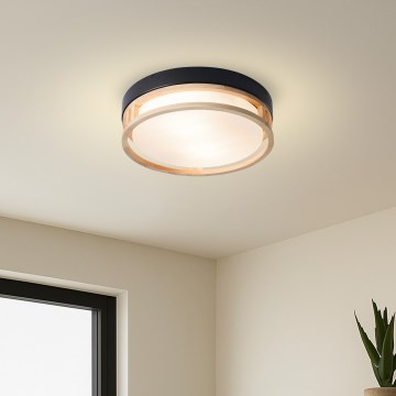 Brilagi - Стельовий світильник ORINO 2xE27/40W/230V діам. 27 см чорний/дуб