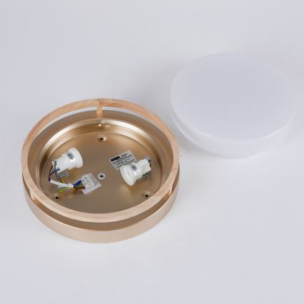 Brilagi - Стельовий світильник ORINO 2xE27/40W/230V діаметр 27 см золотистий/дуб